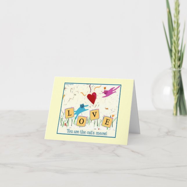 Carte de voeux romantique Meow (Devant)