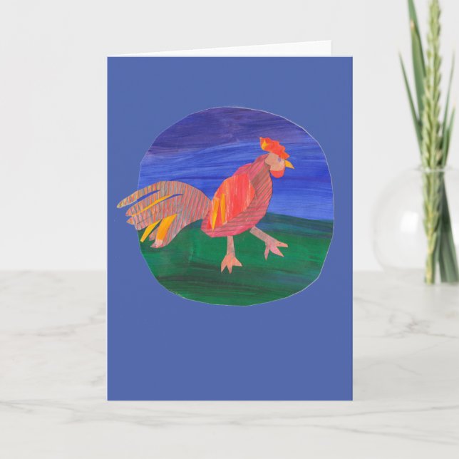 Carte de voeux Rooster, Ferme, Poulet, Personnalis (Devant)