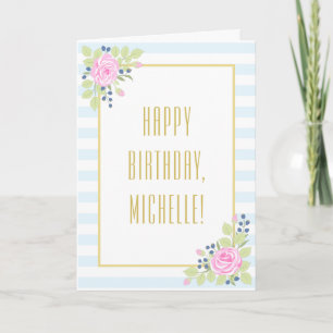 Carte de voeux Rose Blueberry Fancy Happy Birthday
