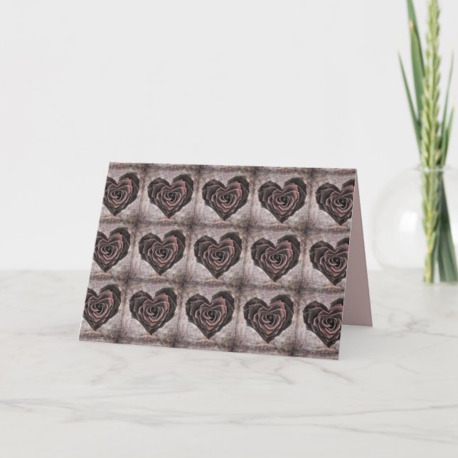 carte de vœux rose cœur gothique (Devant)