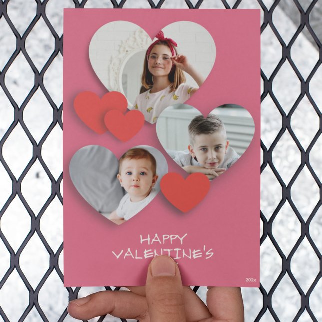 Carte de voeux rose Coeur tendance (Créateur téléchargé)