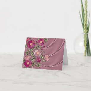 Carte de voeux Rose-Colorée par satin liquide de