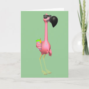 Carte de voeux rose de Flamant rose