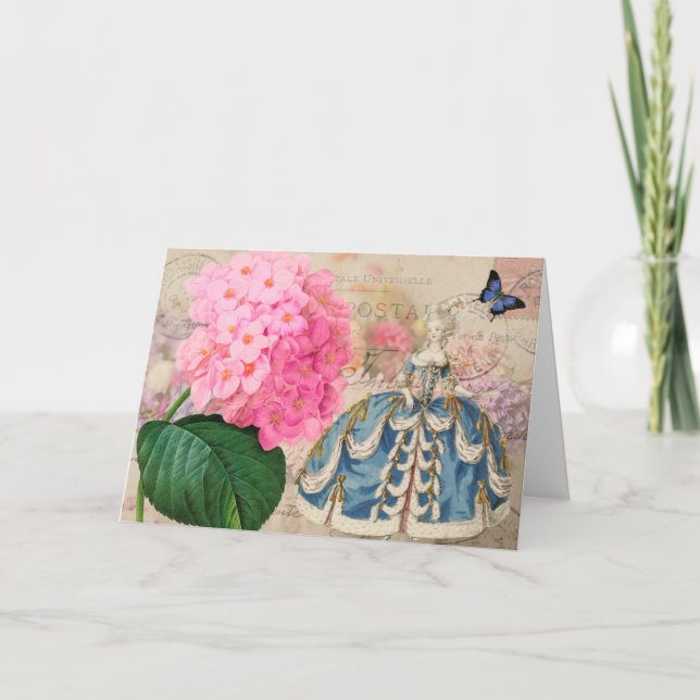 Carte de voeux rose d'hortensia de Redoute (Devant)