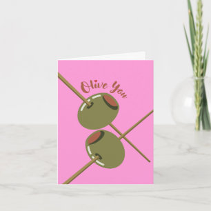 Carte de vœux rose mignonne Olive You