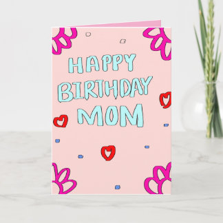 Carte de vœux rose pour maman joyeux anniversaire