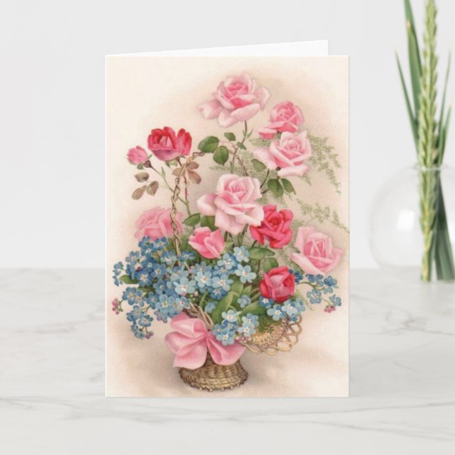 Carte de voeux Rose vintage (Devant)