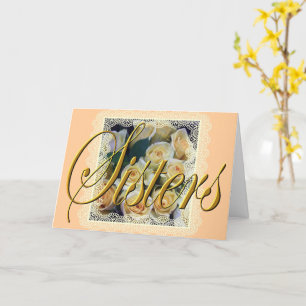 Carte de voeux - Roses jaunes crémeuses en dentell