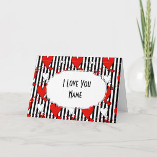 Carte de voeux Rouge Blanc Noir Valentin Coeurs