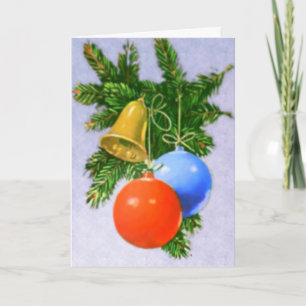 Carte de voeux Rouge, Bleu Et Gold Bell