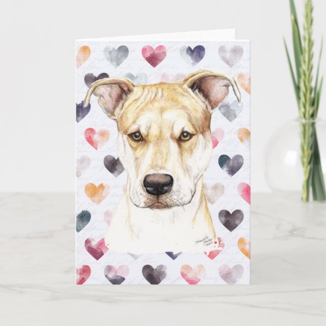 Carte de voeux rouge de DogArt de pitbull de nez (Devant)