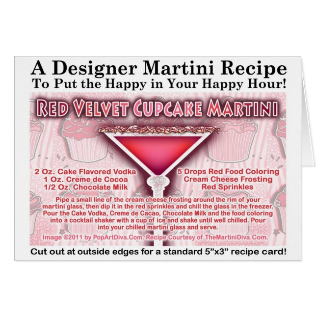 Carte de voeux rouge de recette de Martini de (Devant horizontal)