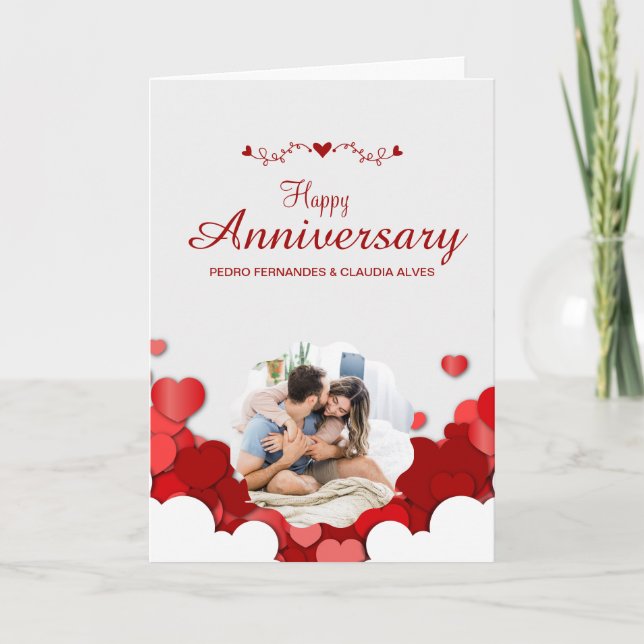 Carte de voeux Rouge Moderne Joyeux Anniversaire P (Devant)