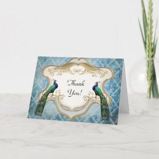 Carte de voeux royale de Merci de bleu de paon