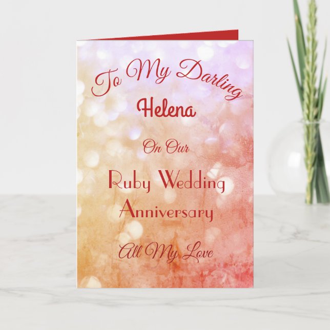 Carte de voeux Ruby Anniversary Femme. (Devant)
