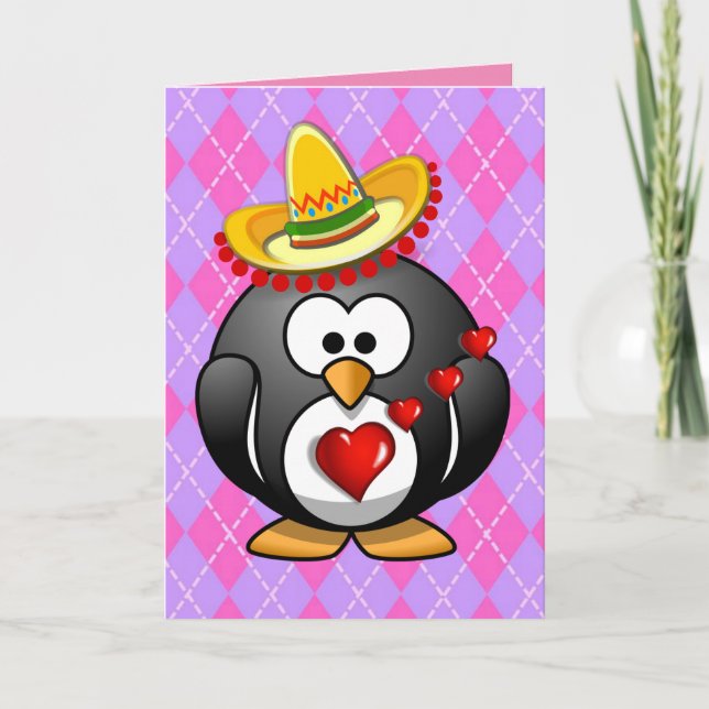 Carte de voeux Saint Valentin Penguin (Devant)
