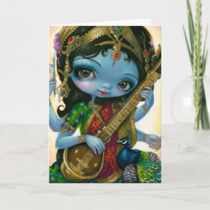 Carte de voeux "Saraswati Jouer Veena"