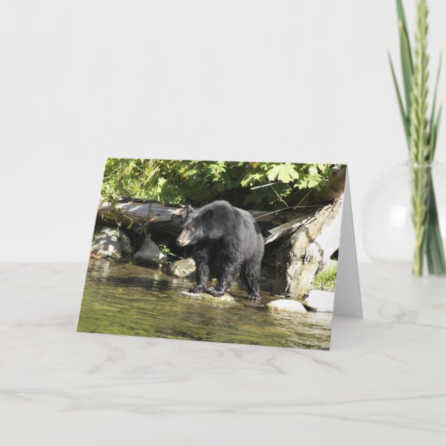 Carte de voeux "Saumon Spotting" de l'ours noir (Devant)