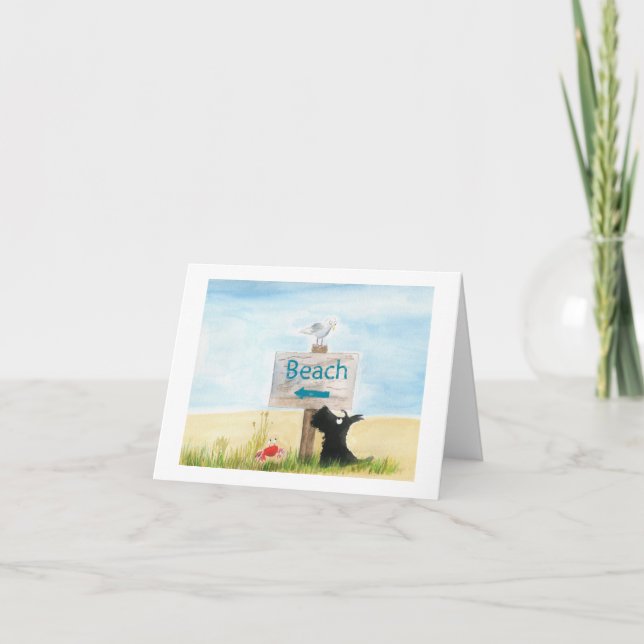 Carte de voeux Scottie Dog 'Beach' (Devant)