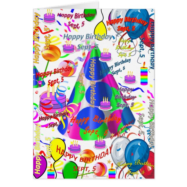 Carte de voeux Septembre, 5 Anniversaire (Devant)