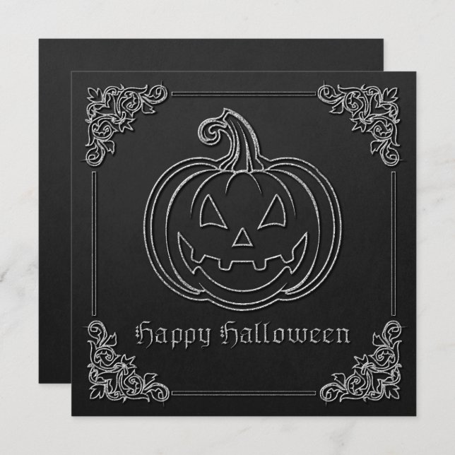 Carte de voeux Silver Jack O' Lantern Halloween (Devant / Derrière)
