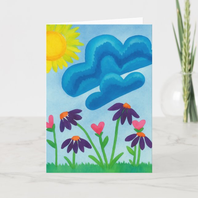 Carte de vœux simple aquarelle jour ensoleillé (Devant)