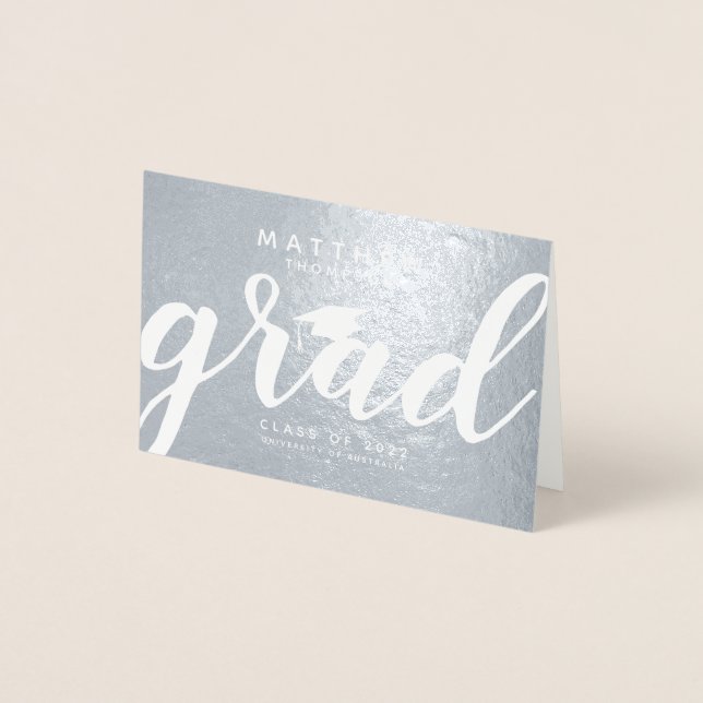 Carte de voeux simple Elegant Grad Silver Foil (Devant)