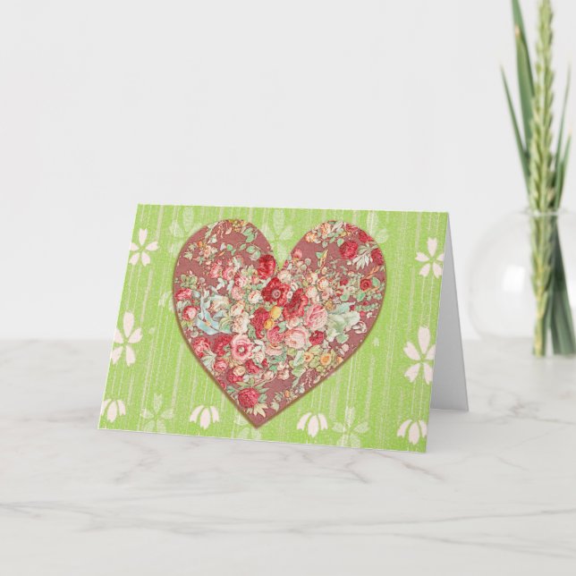 Carte de vœux simple je t'aime cœur (Devant)