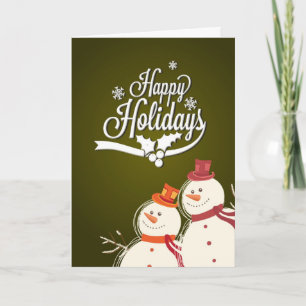 Carte de voeux Snowman Retro Happy Holidays
