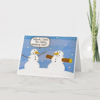 Carte de voeux Snowman Working Out Logs