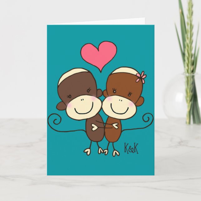 Carte de voeux Sock Monkey Hugz (Devant)