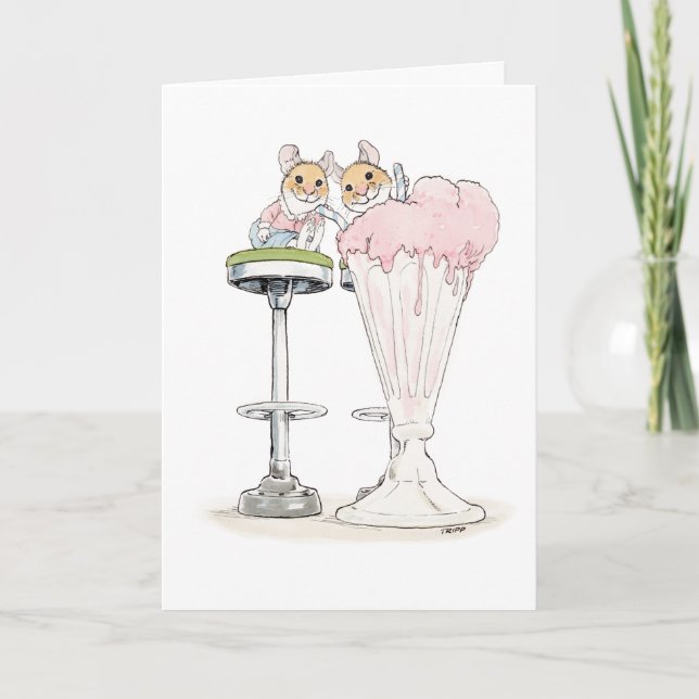 Carte de vœux Souris Milkshake (Devant)