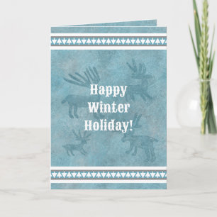 Carte de voeux Southwest Winter Deer Blue Holiday