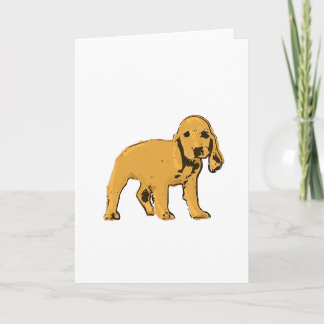 carte de voeux spaniel puppy cocker doré (Devant)