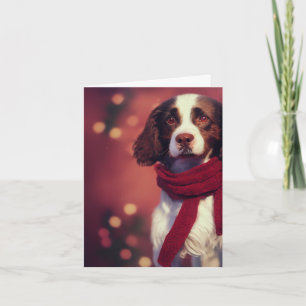 Carte de voeux Spaniel Puppy Springer d'hiver