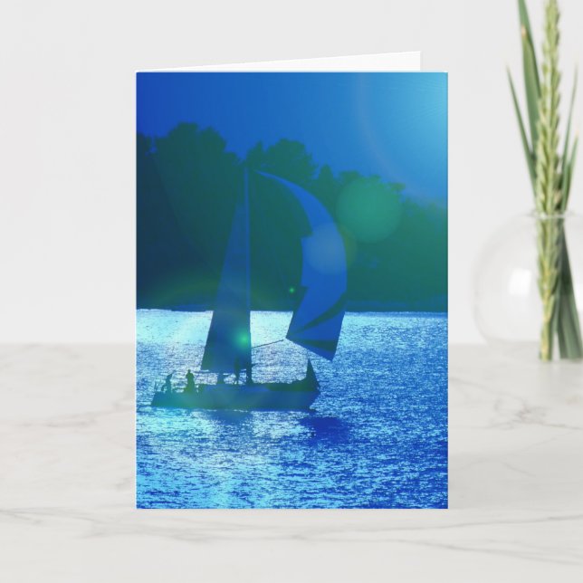 Carte de voeux Spinnaker Racing Sailboat (Devant)