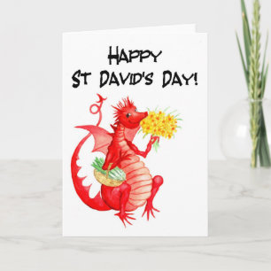 Carte de voeux St David's Day : mignon Dragon roug