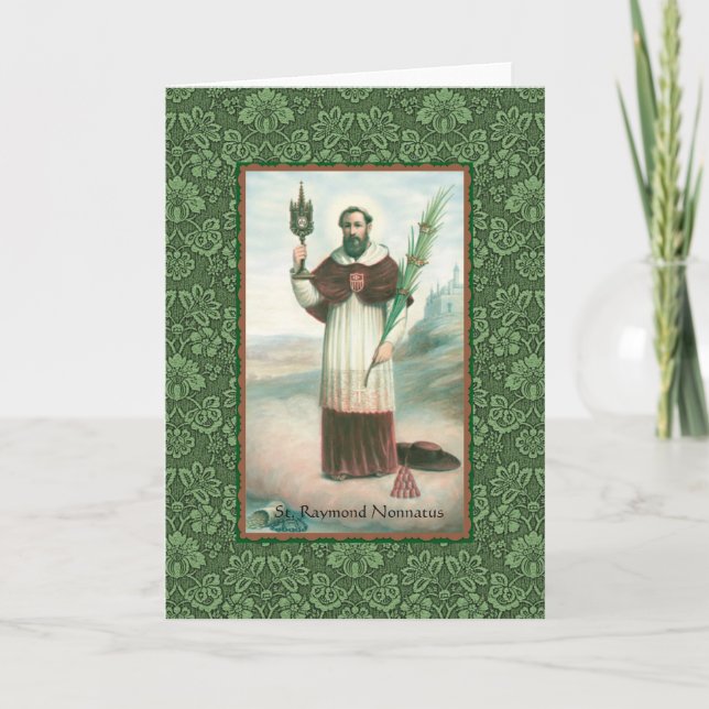 Carte de voeux St. Raymond Nonnatus avec prière (Devant)