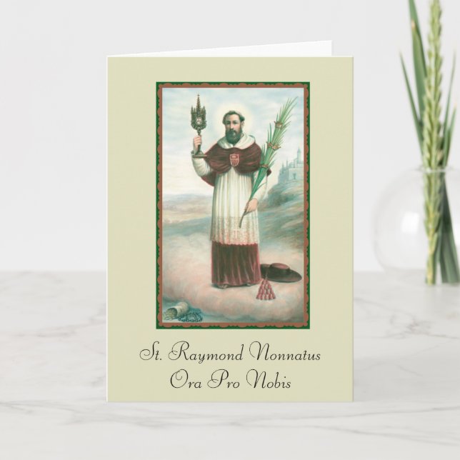 Carte de voeux St. Raymond Nonnatus avec prière (Devant)
