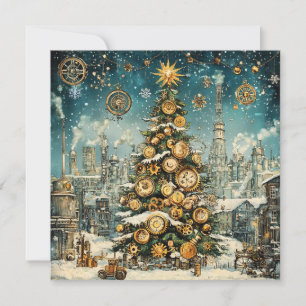 Carte de voeux Steampunk Christmas Tree