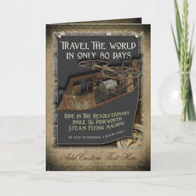 Carte de voeux Steampunk Flying Machine (Devant)