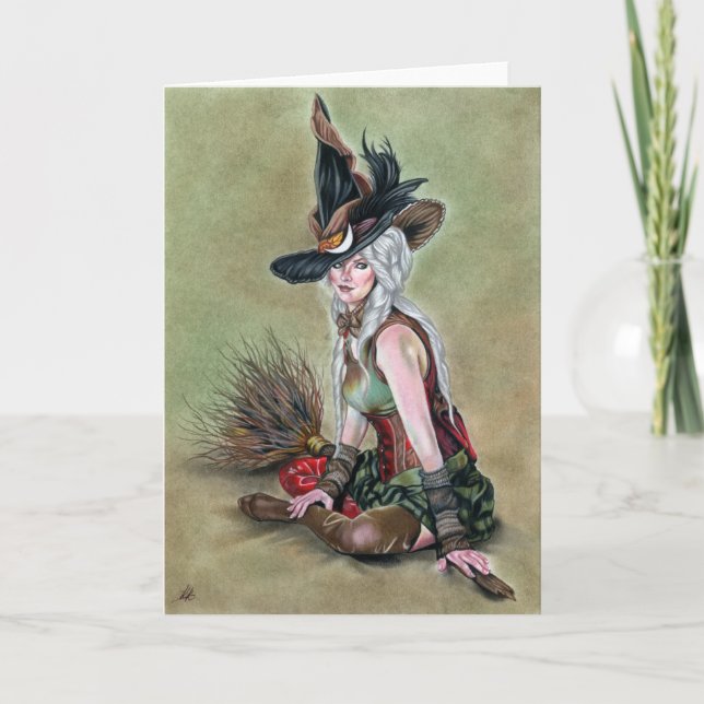 Carte de voeux Steampunk Witch (Devant)