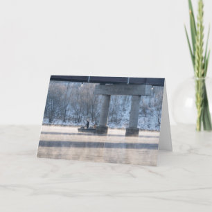 Carte de voeux Steamy Winter Fishing Lake Taneycom