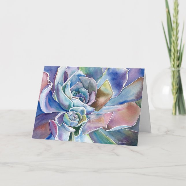 Carte de voeux Succulente Echeveria "Blue Sky" (Devant)