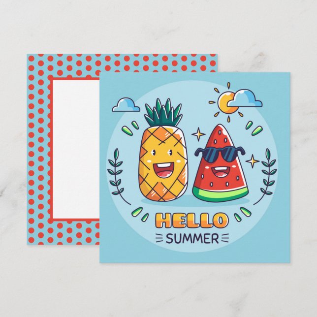 Carte de voeux Summer Pineappon Watermelon (Devant / Derrière)