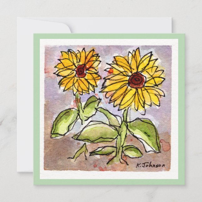Carte de voeux Sunflower Watercolor (Devant)