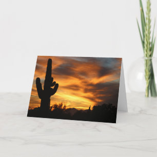 Carte de voeux Sunset Arizona Saguaros dans le cie