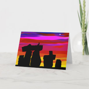 Carte de voeux Sunset Henge avec coyote
