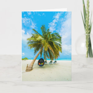 Carte de voeux sur la plage de texte personnalisé 