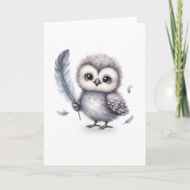 Carte de voeux Sweet Fluffy Owl pour une note réfl (Devant)